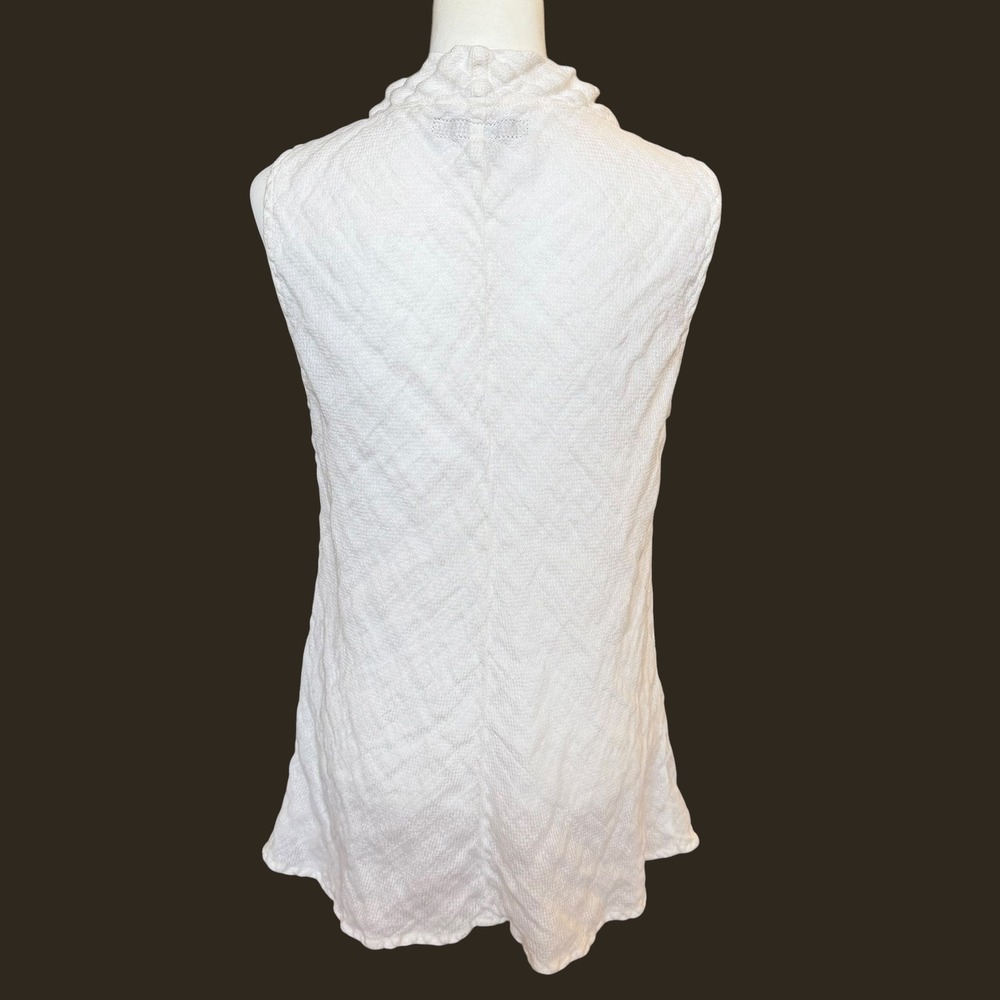FLAX Linen Tunic Top Women's Medium Ivory Sleeveless Lagenlook Coastal Neutral - Picture 5 of 8